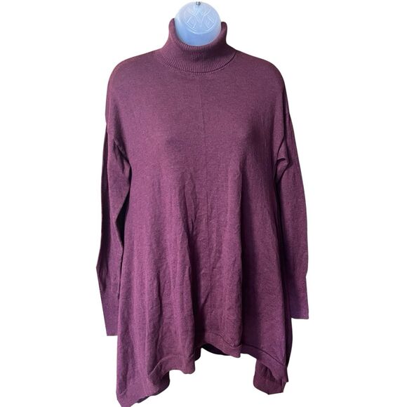 Turtleneck  Sweater Tunic Wool Blend Sharkbite Hem Sz S Lagenlook Goblincore - Picture 4 of 9